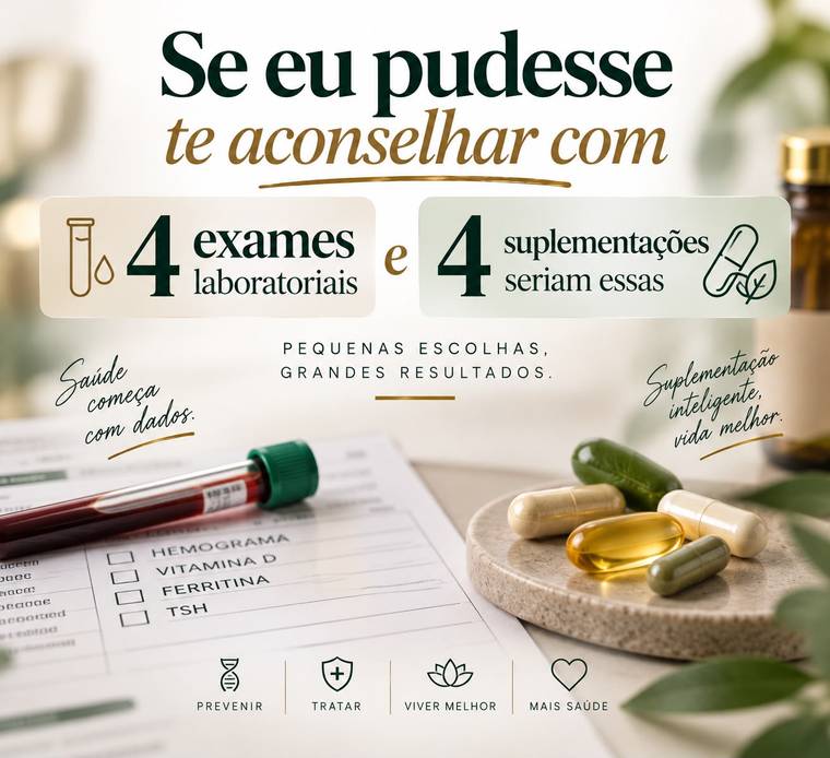 Slide da aula 4: 4 exames laboratoriais e 4 suplementações