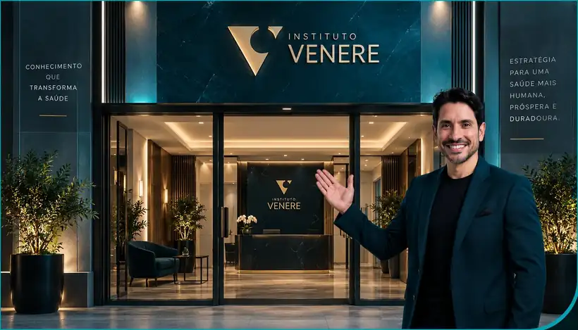Ernani Freitas na entrada do Instituto Venere